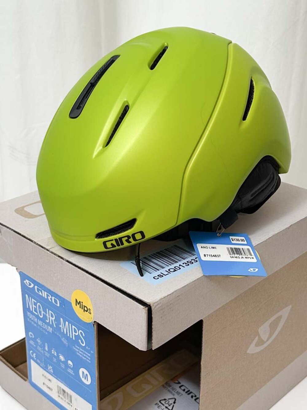 Giro Neo-Jr MIPS Snowsports Helmet, Lime, Youth Medium